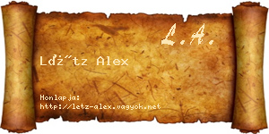 Létz Alex névjegykártya